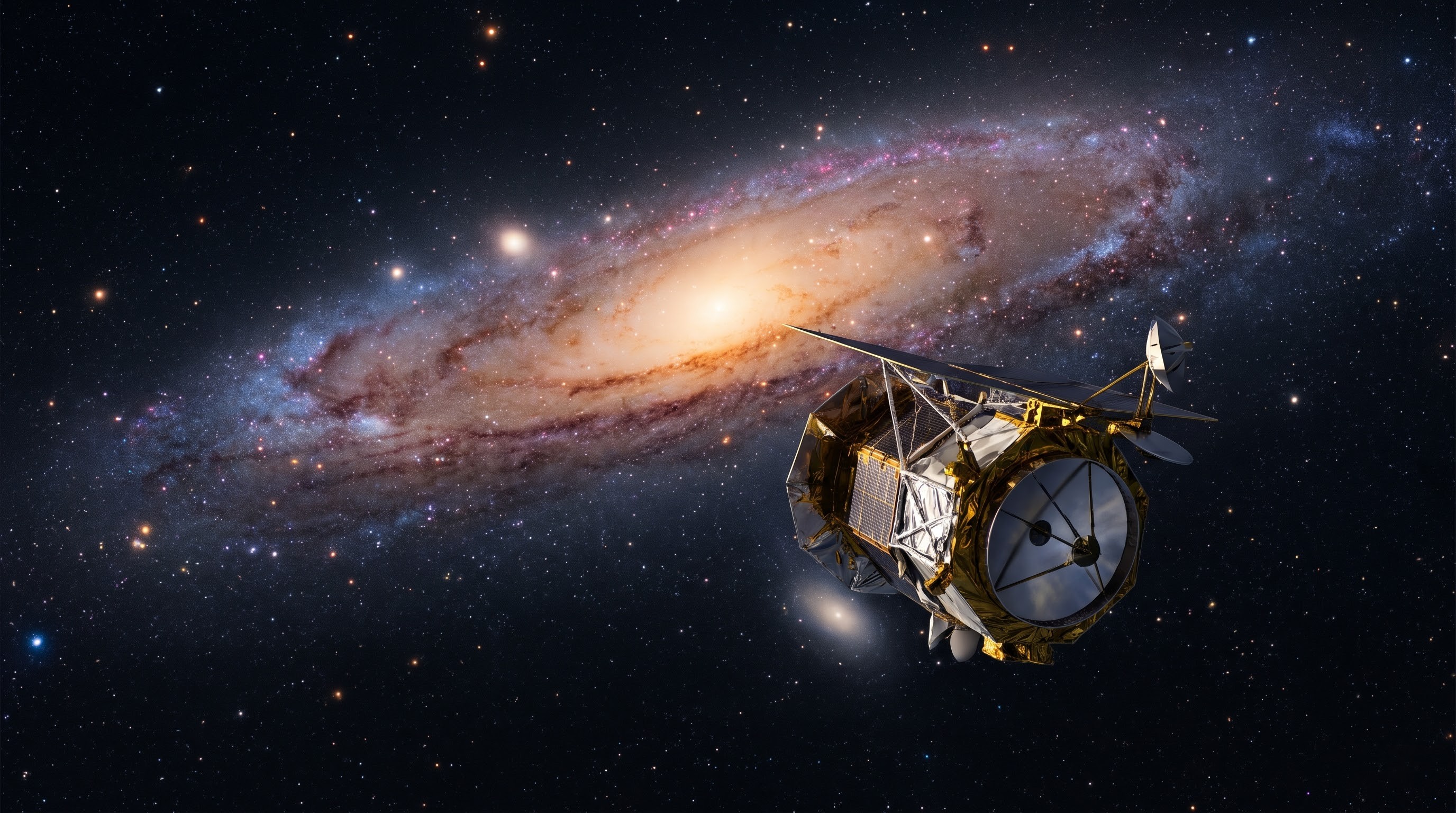 Artist&rsquo;s illustration of the Roman Space Telescope observing the Milky Way from deep space